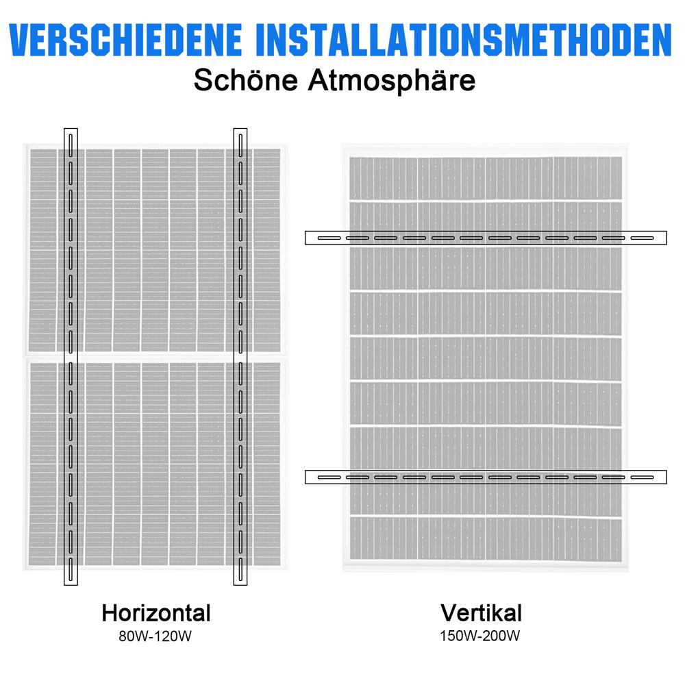 Zwei Installationsmethoden für Solarpanels: Horizontal und Vertikal.