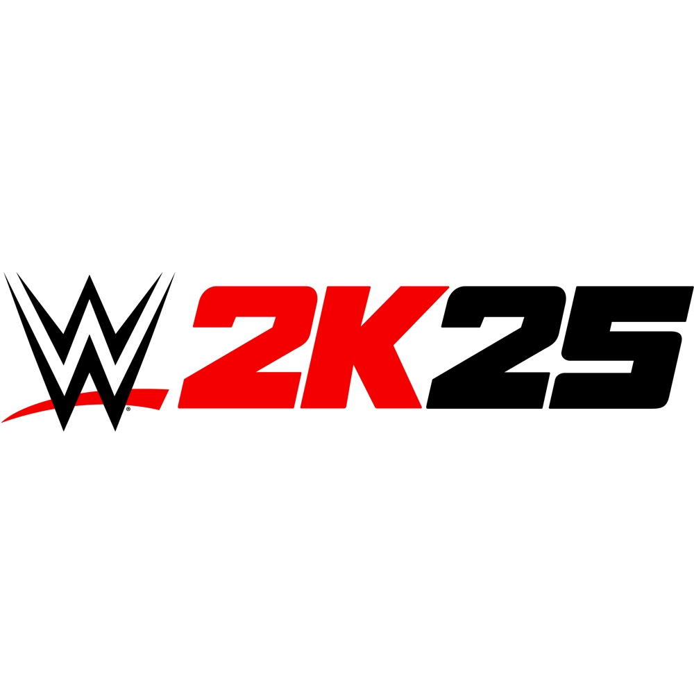 WWE 2K25 Logo mit schwarzem W und rotem 2K, schwarzem 25.