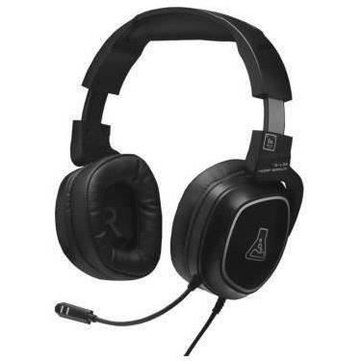 Cuffie da gaming nere con microfono. Hanno padiglioni imbottiti e archetto regolabile.