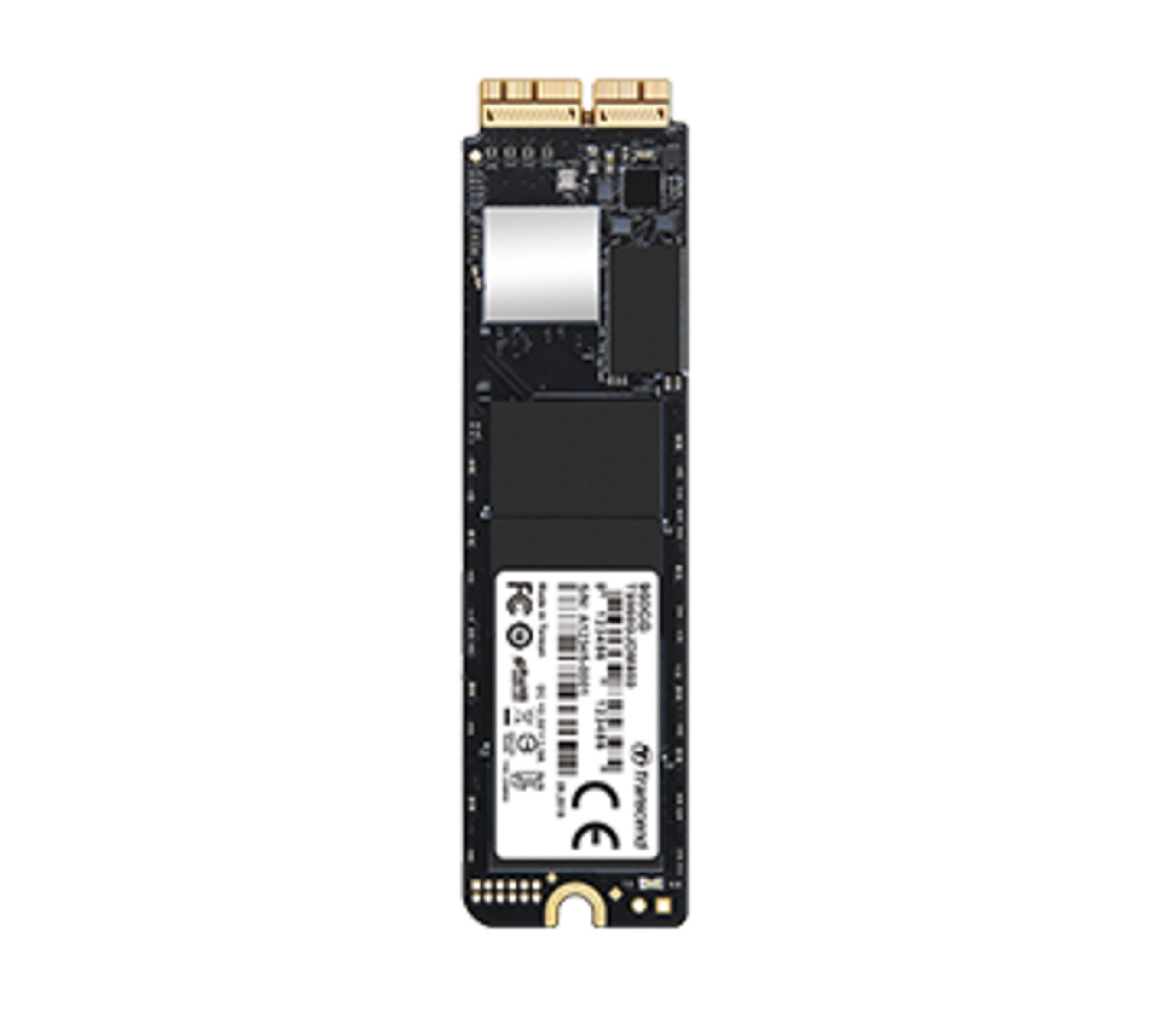 Ein M.2 SSD mit goldenen Anschlüssen und schwarzer Platine.