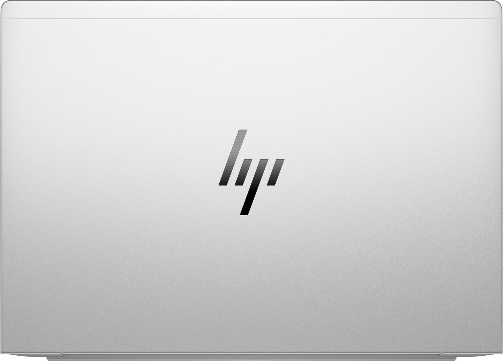 Srebrny laptop z logo HP.