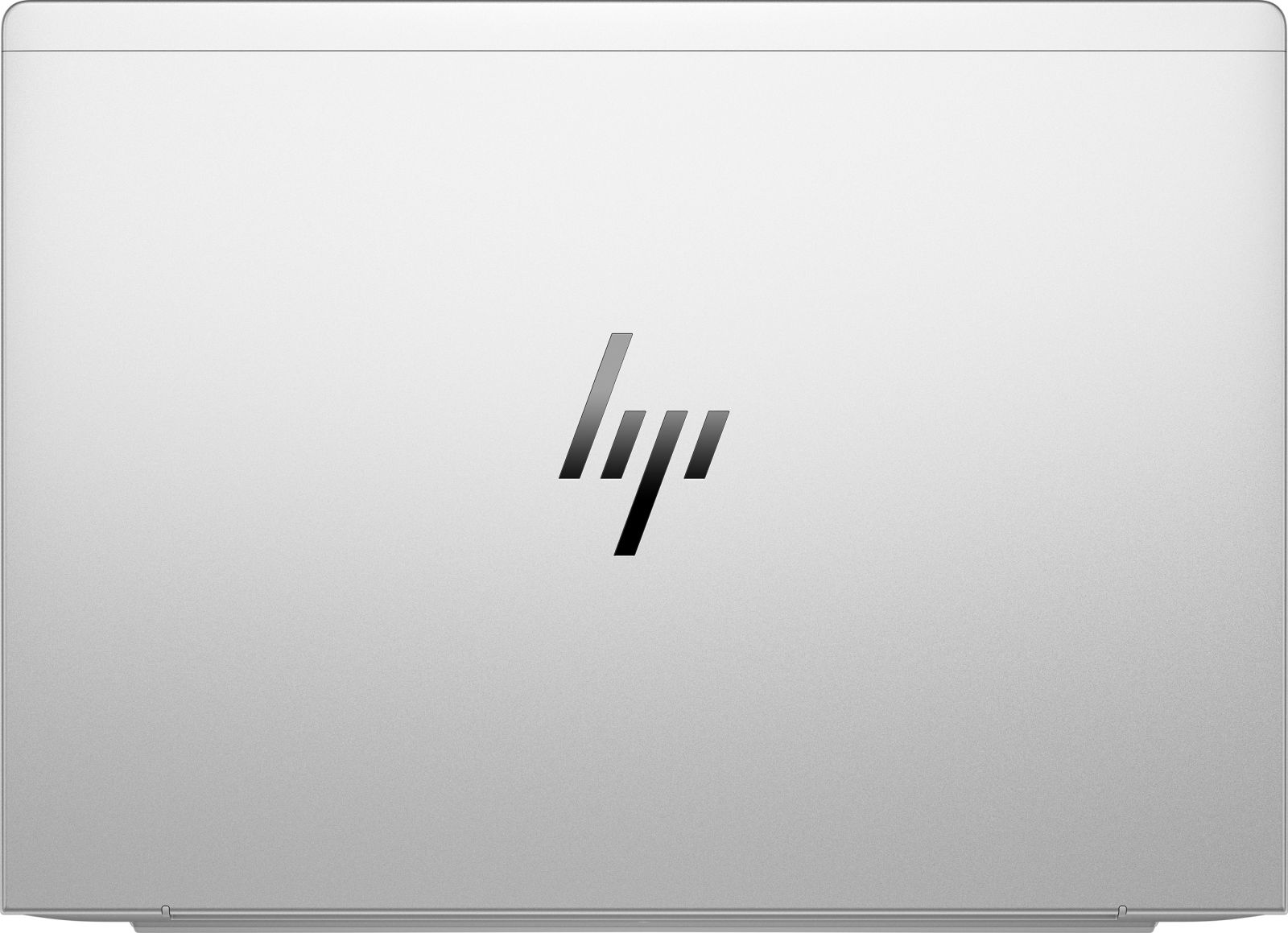 La scocca argentata di un laptop chiuso con il logo HP al centro.