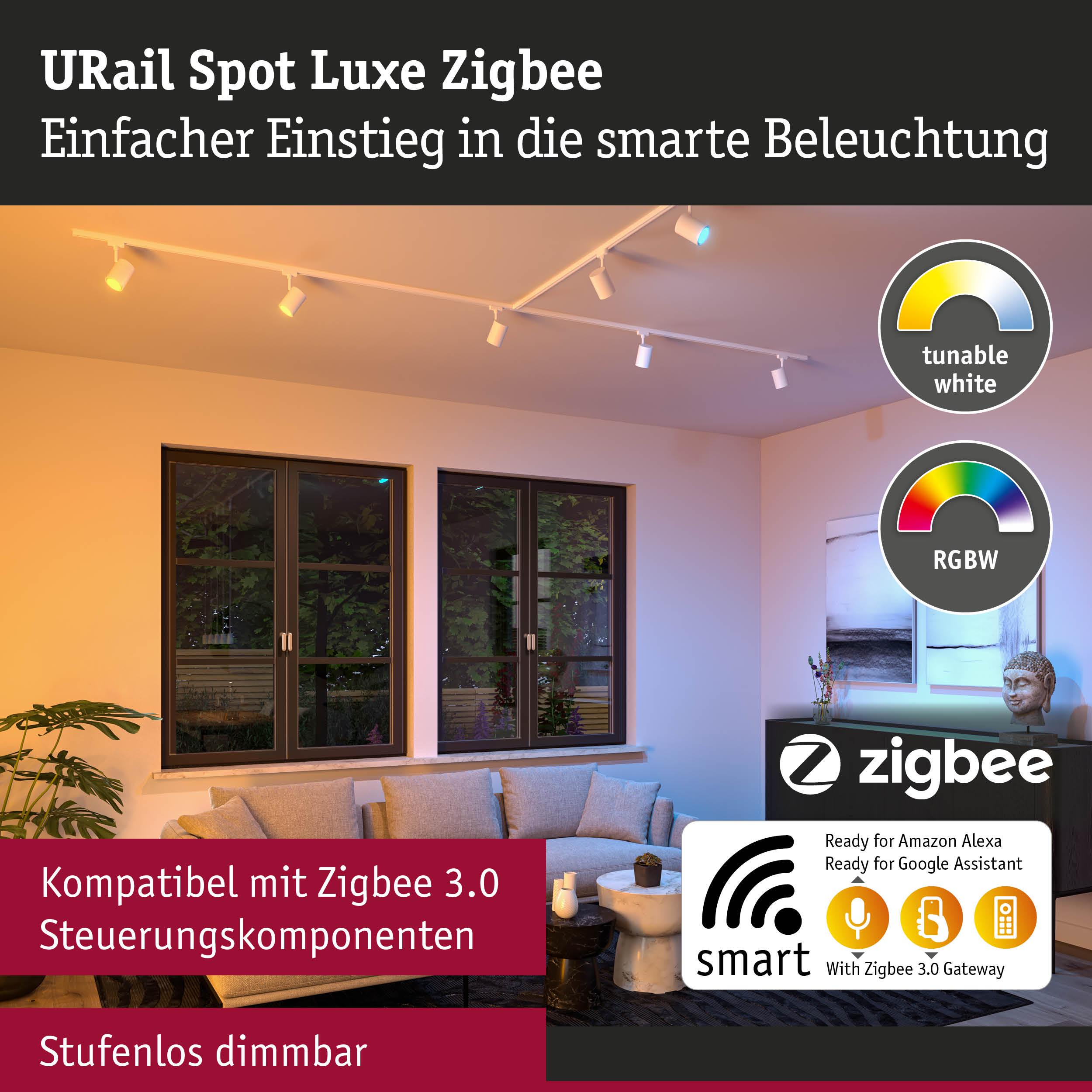 URail Spot Luxe Zigbee: Schienensystem mit dimmbaren Lichtern, kompatibel mit Zigbee 3.0.