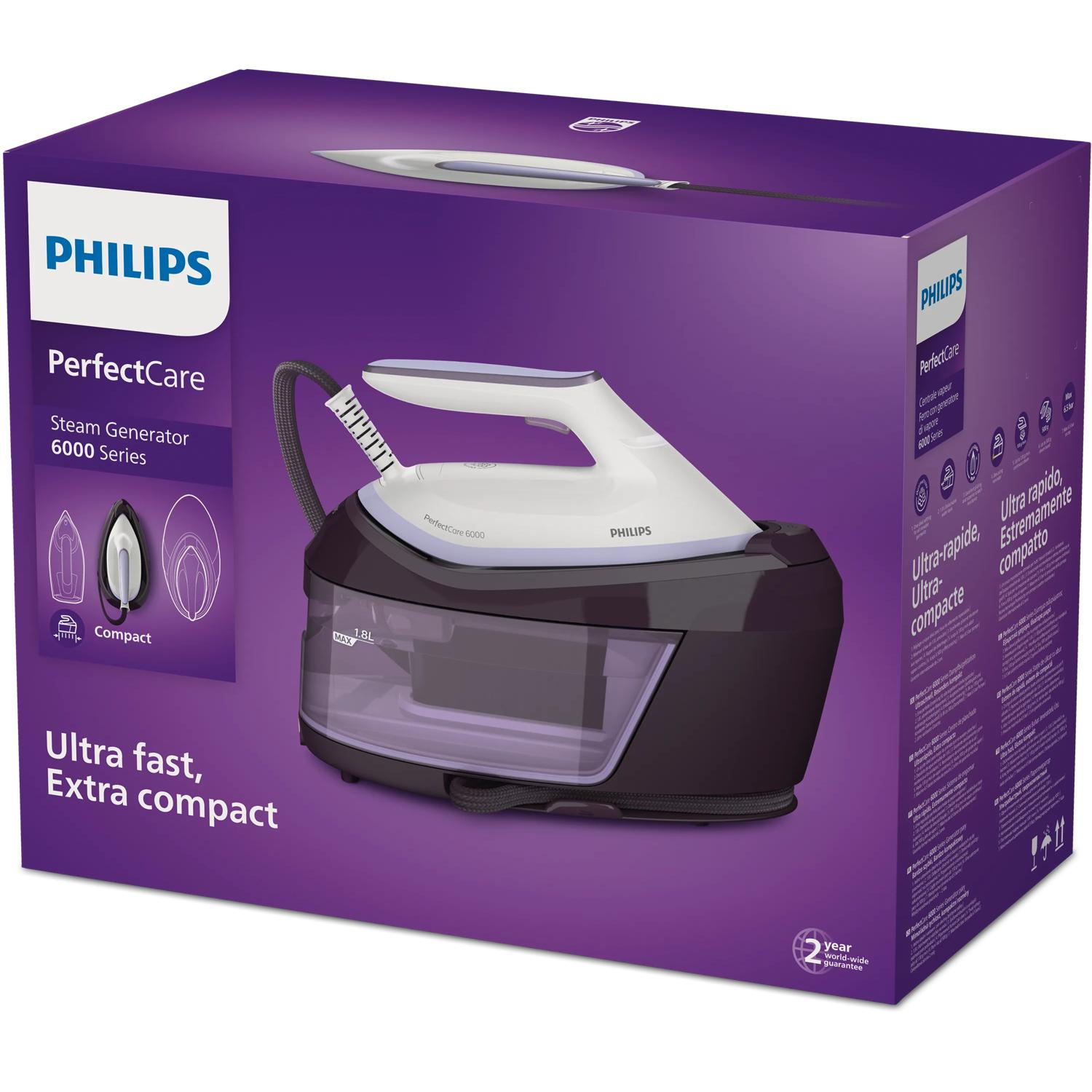 Scatola di un ferro da stiro a caldaia Philips PerfectCare 6000.