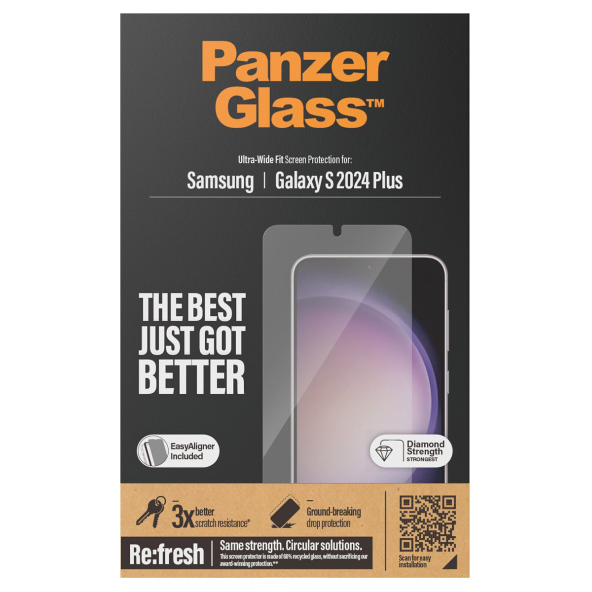 Protezione schermo Panzer Glass per Samsung Galaxy S 2024 Plus con EasyAligner.