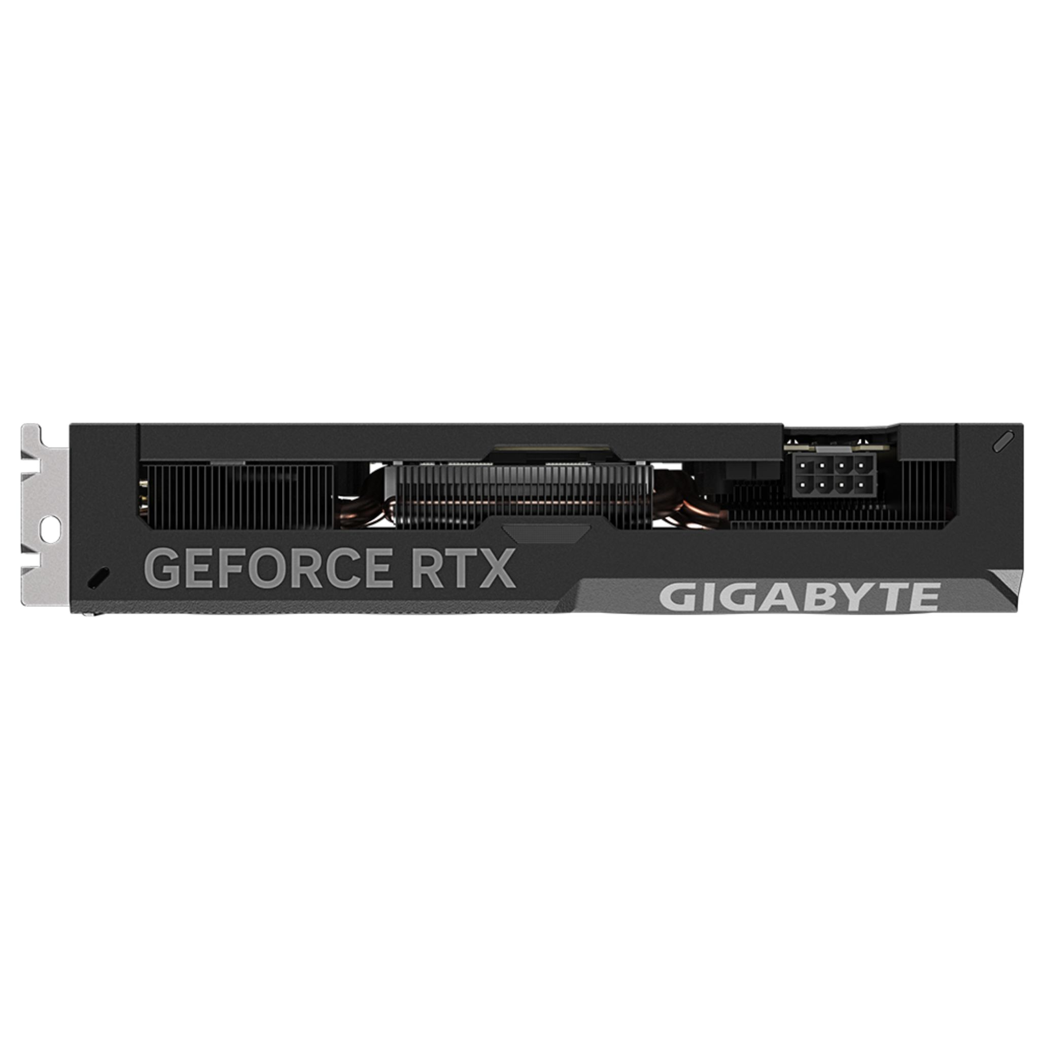 Scatola nera per scheda grafica con scritta "GEFORCE RTX" e "GIGABYTE".