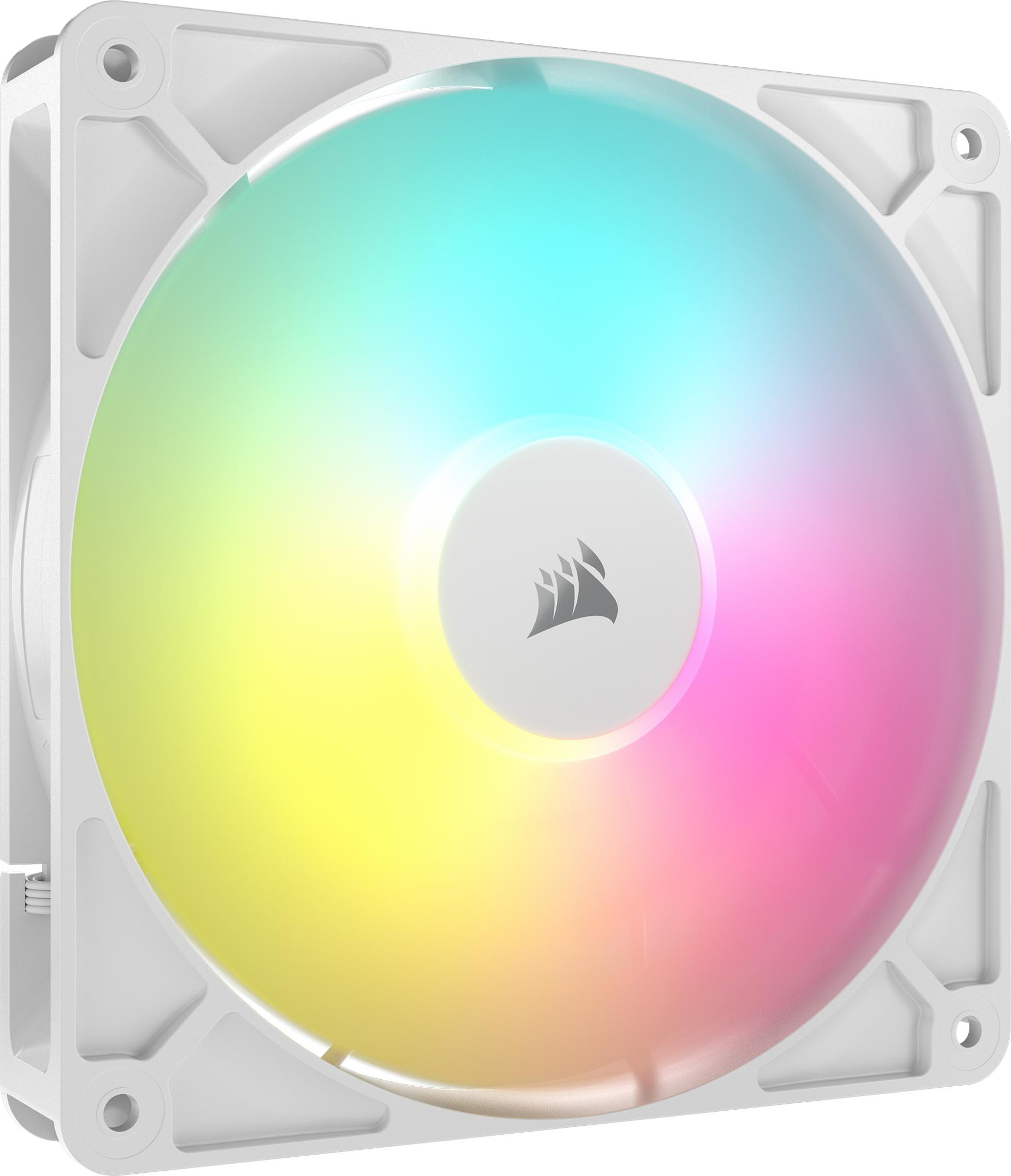Ventilateur PC blanc avec éclairage RVB arc-en-ciel.