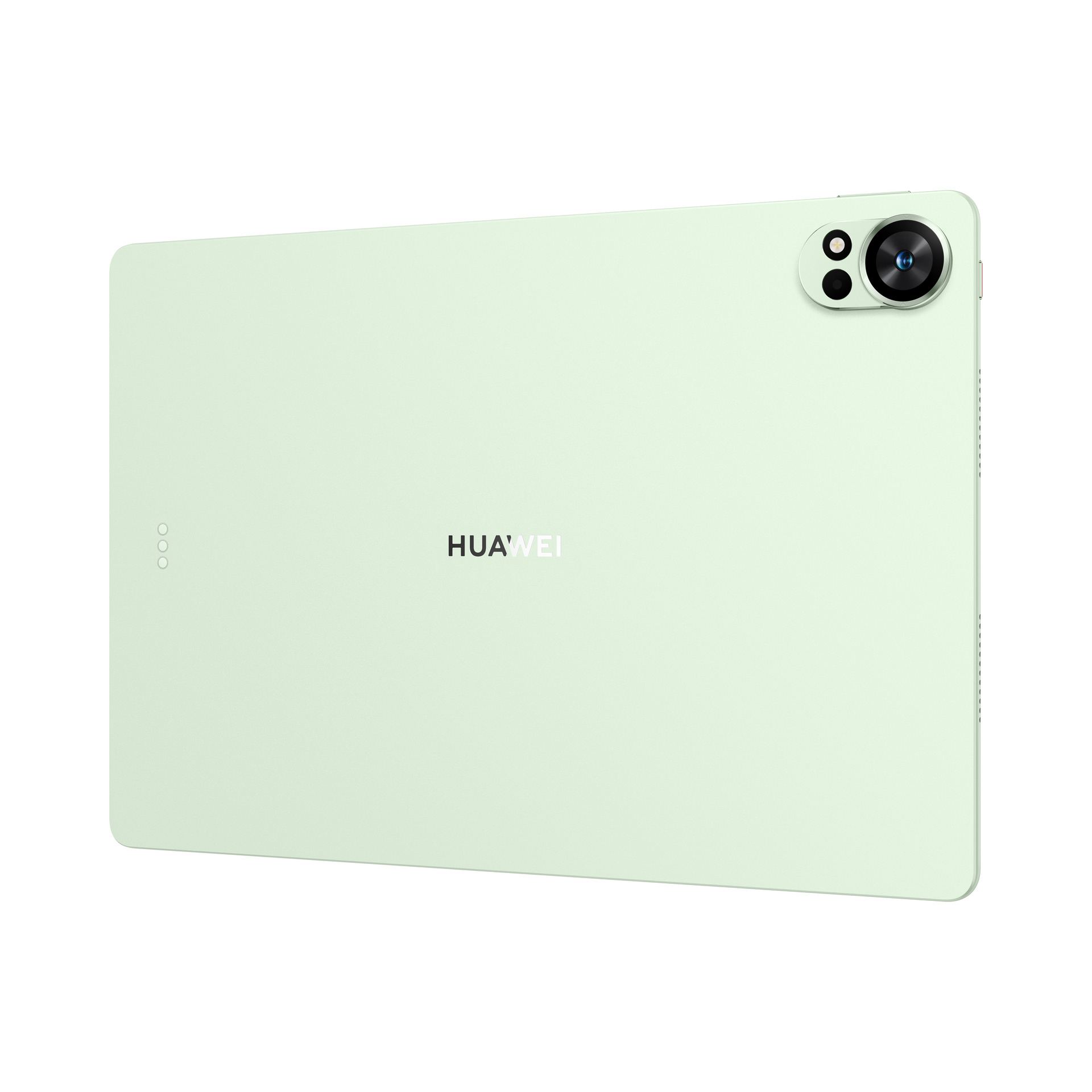 Ein hellgrünes Tablet mit HUAWEI-Logo und Kameramodul.