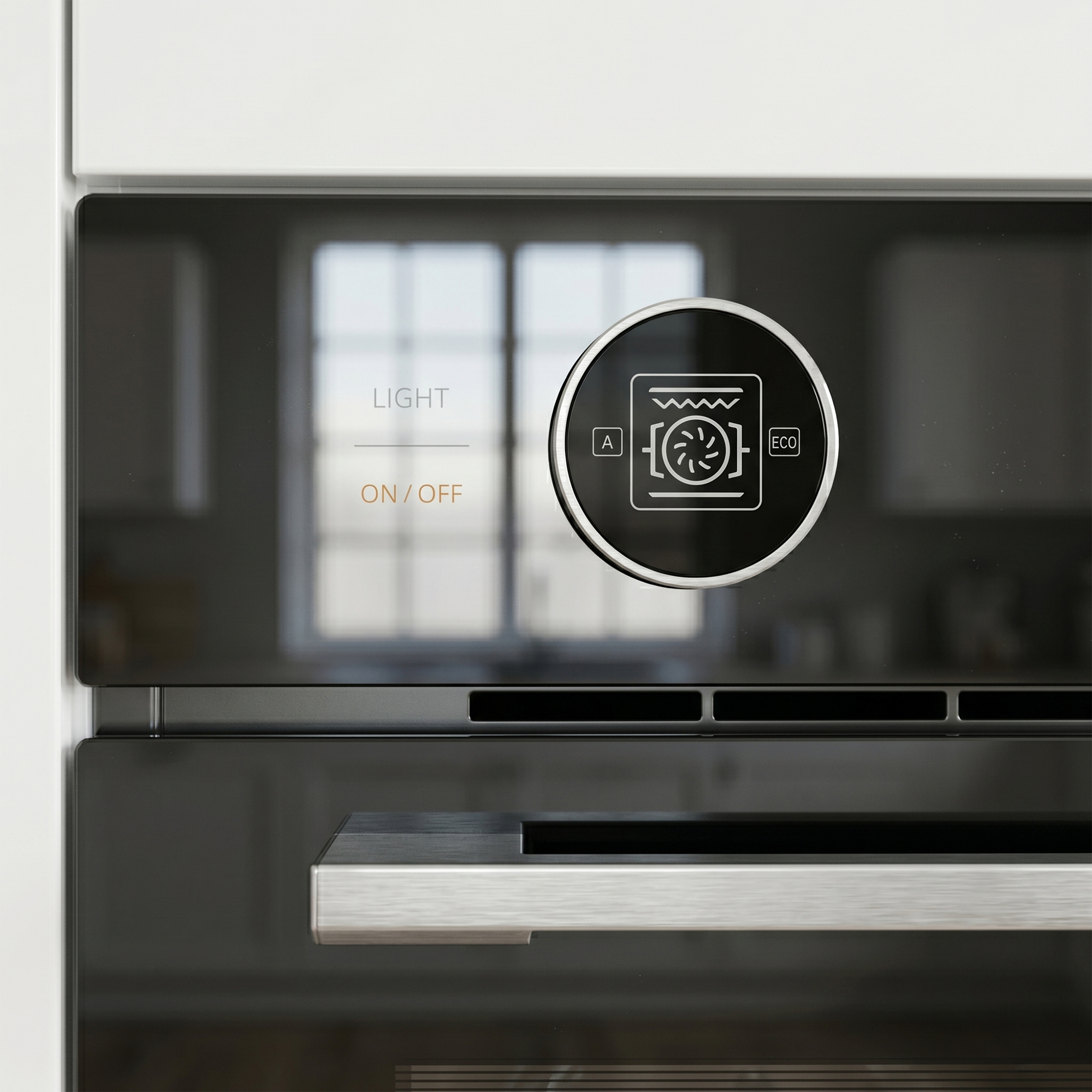 Inbouwapparaat met touchscreen bedieningspaneel, licht en eco modus.