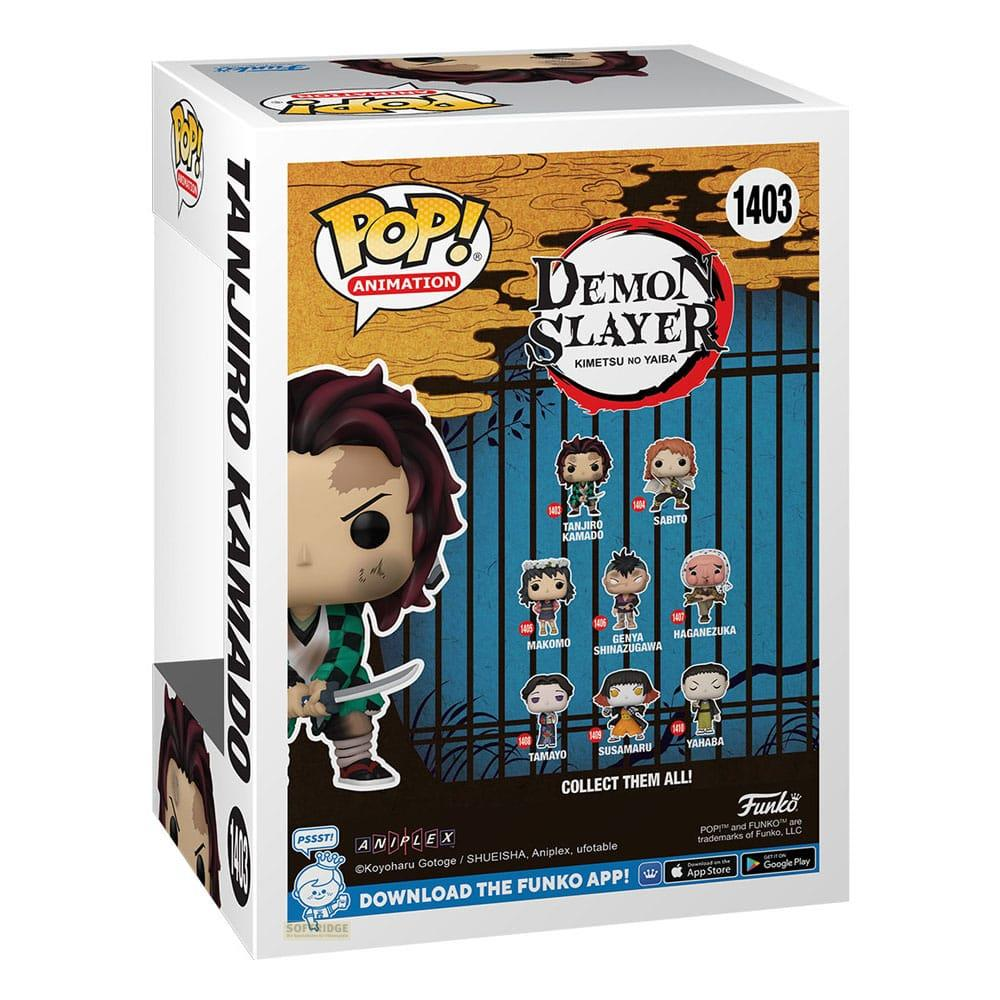 Funko Pop! Demon Slayer Tanjiro Kamado doos met productafbeeldingen van andere figuren.