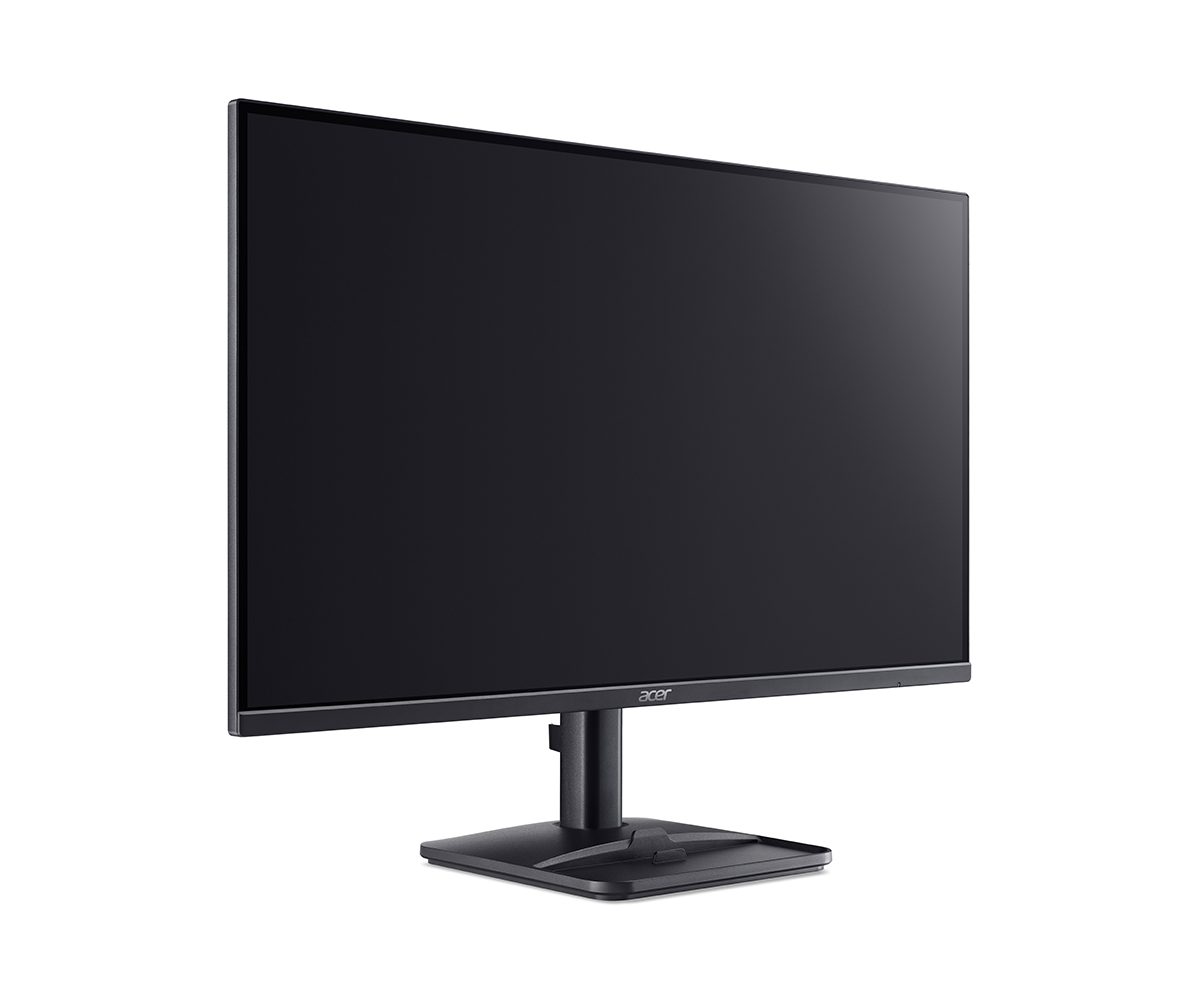 Beyaz arka plan üzerinde siyah bir Acer monitör.
