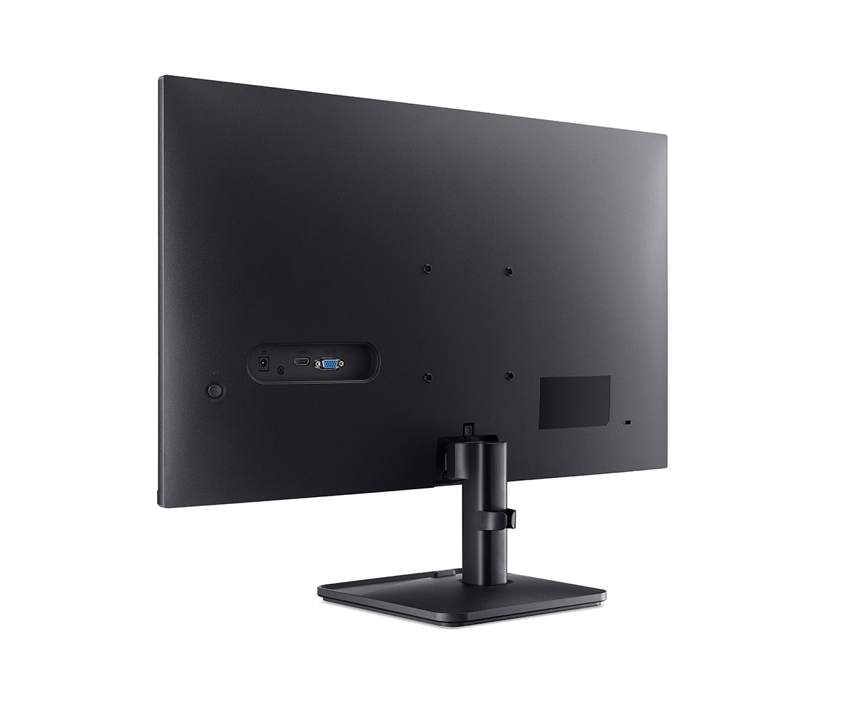 HDMI ve VGA gibi bağlantılara sahip siyah monitörün arkası.