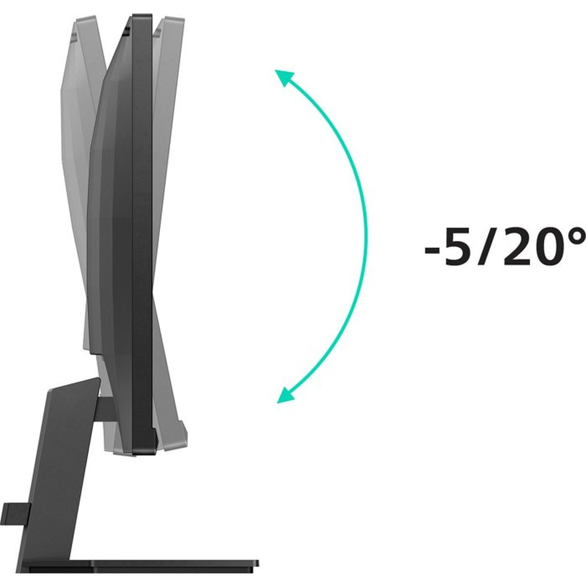 Ein Monitorständer mit Neigungsbereich von -5 bis 20 Grad.