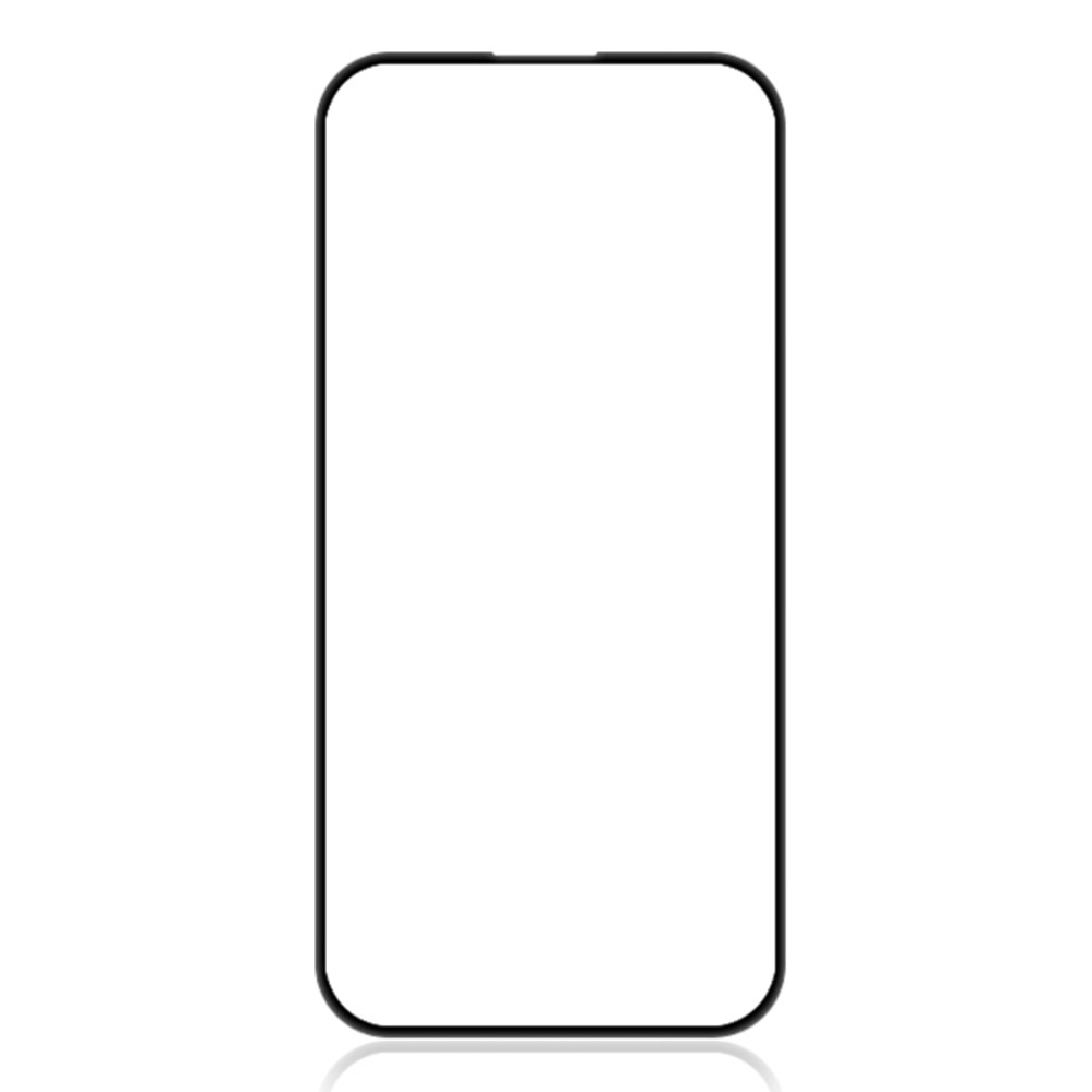 Uno schermo di smartphone nero e vuoto con angoli arrotondati.