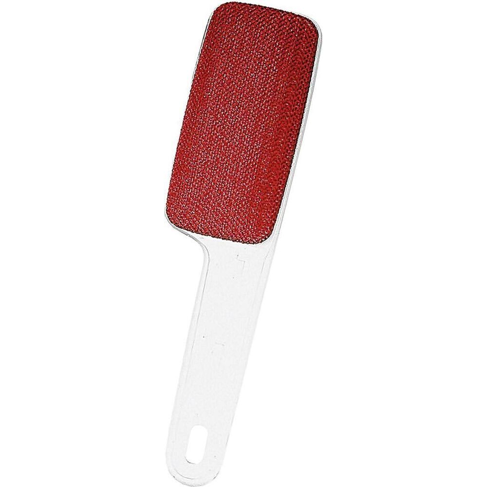 Ein roter Fusselentferner mit transparentem Griff, isoliert auf weißem Hintergrund.