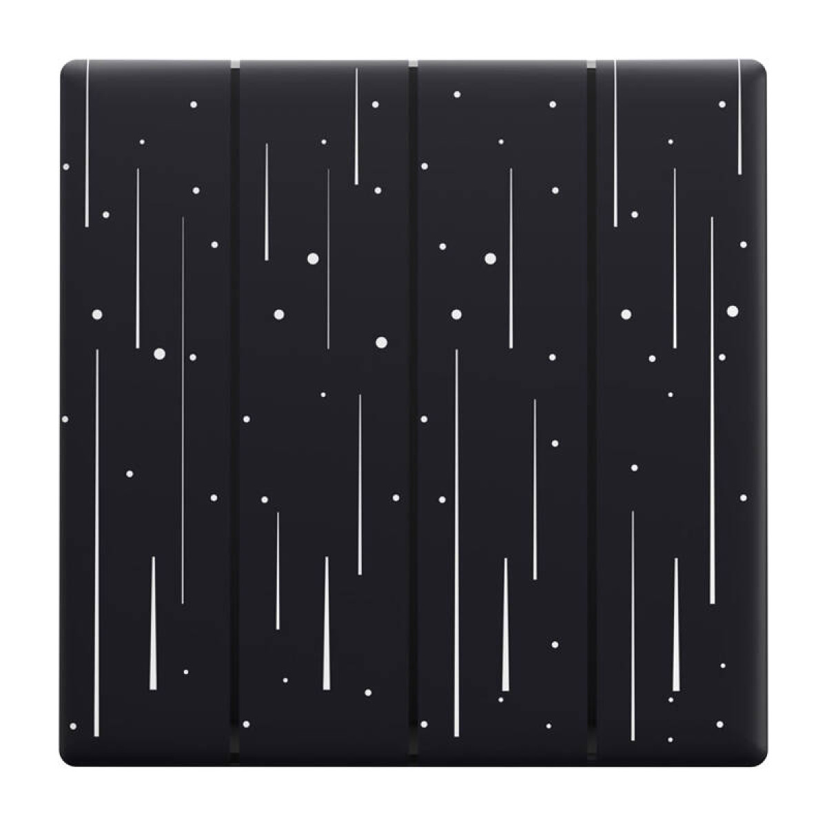 Ciemny kwadratowy obiekt ze wzorem białych linii i kropek.