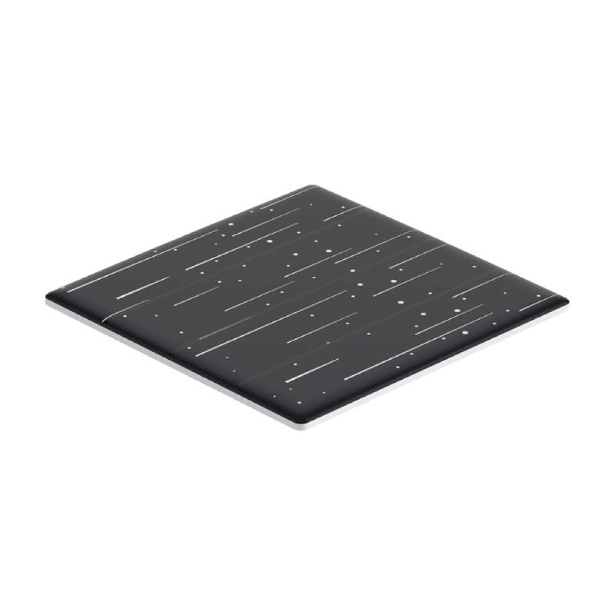 Czarny kwadrat z białymi kropkami i liniami, przypominający gwieździste niebo.