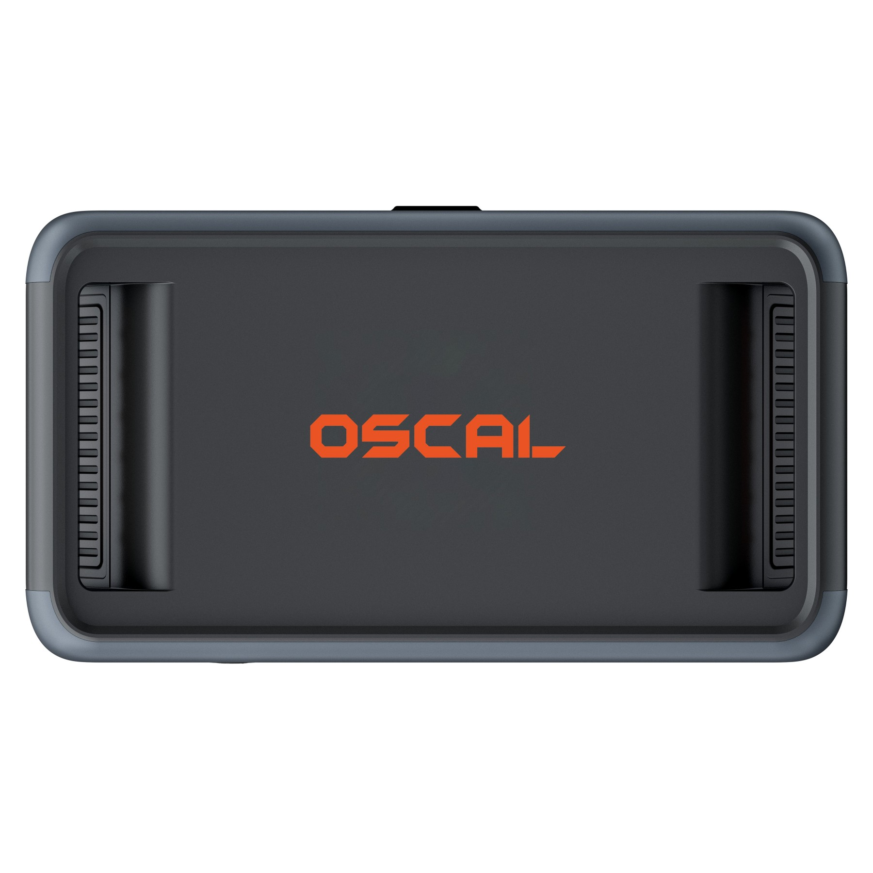 Dispositivo portátil negro con logo OSCAL naranja y rejillas laterales.