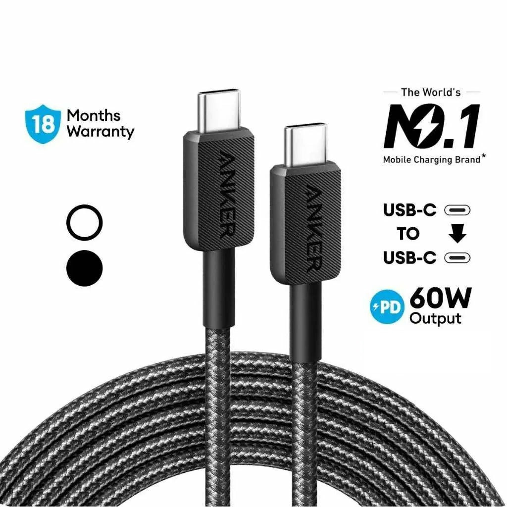 Zwei schwarze Anker USB-C-Ladekabel mit 60W PD-Ausgang.