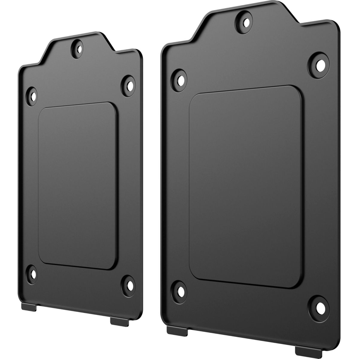 Two black, rectangular plates with rounded corners and mounting holes.