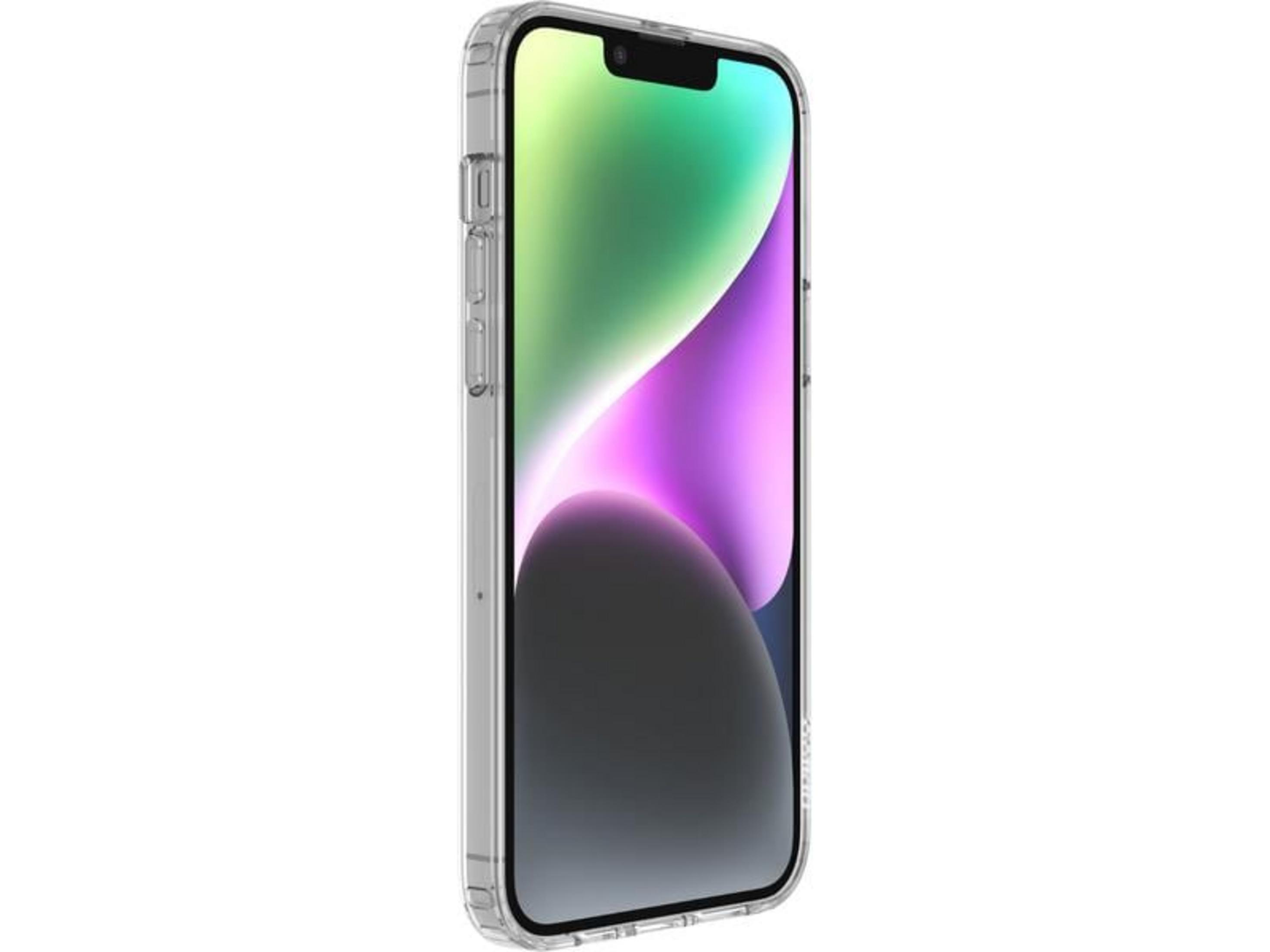 Una custodia trasparente per telefono con schermo sfumato.