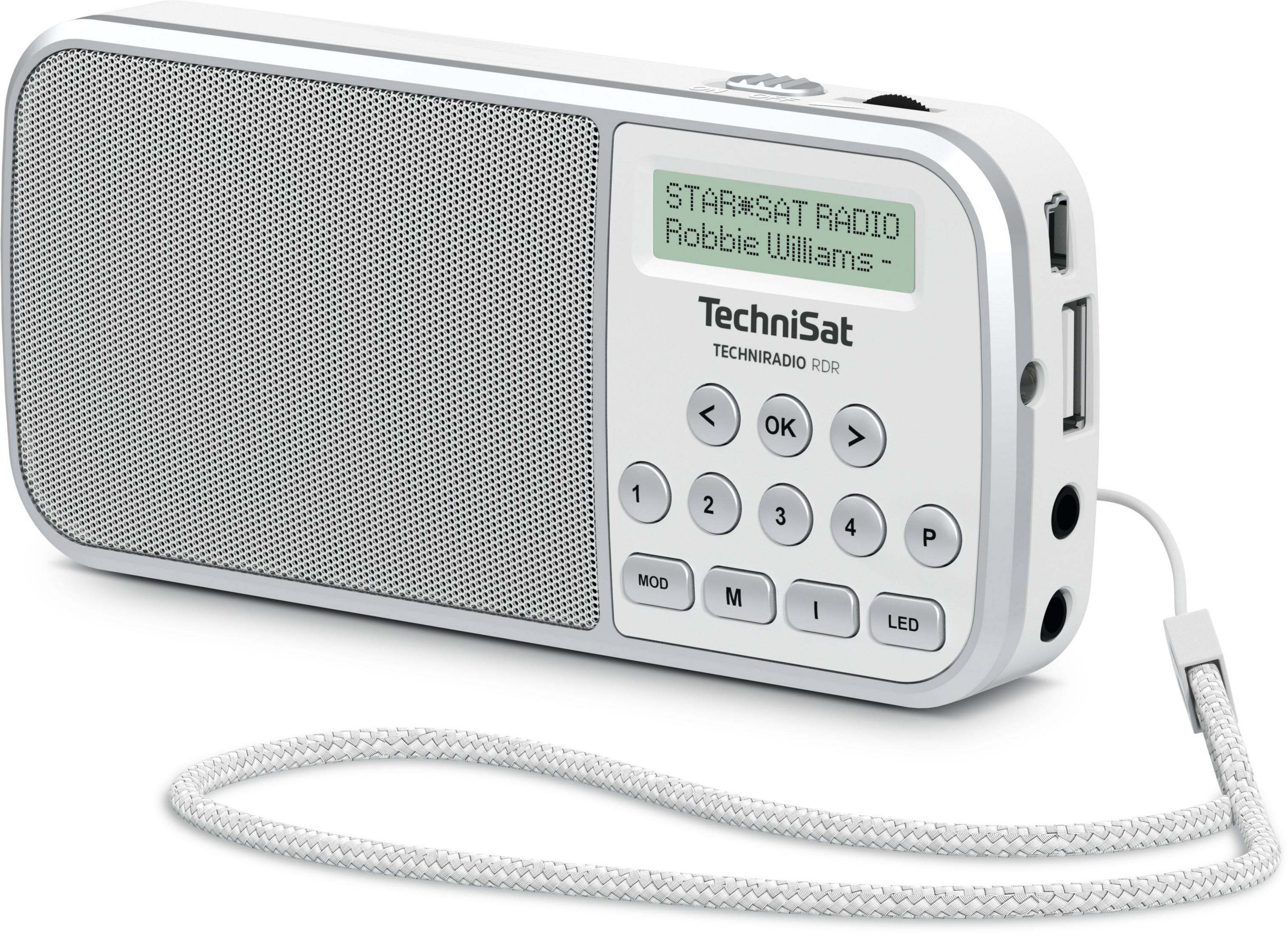 A white TechniSat Techniradio RDR with speaker and control buttons.