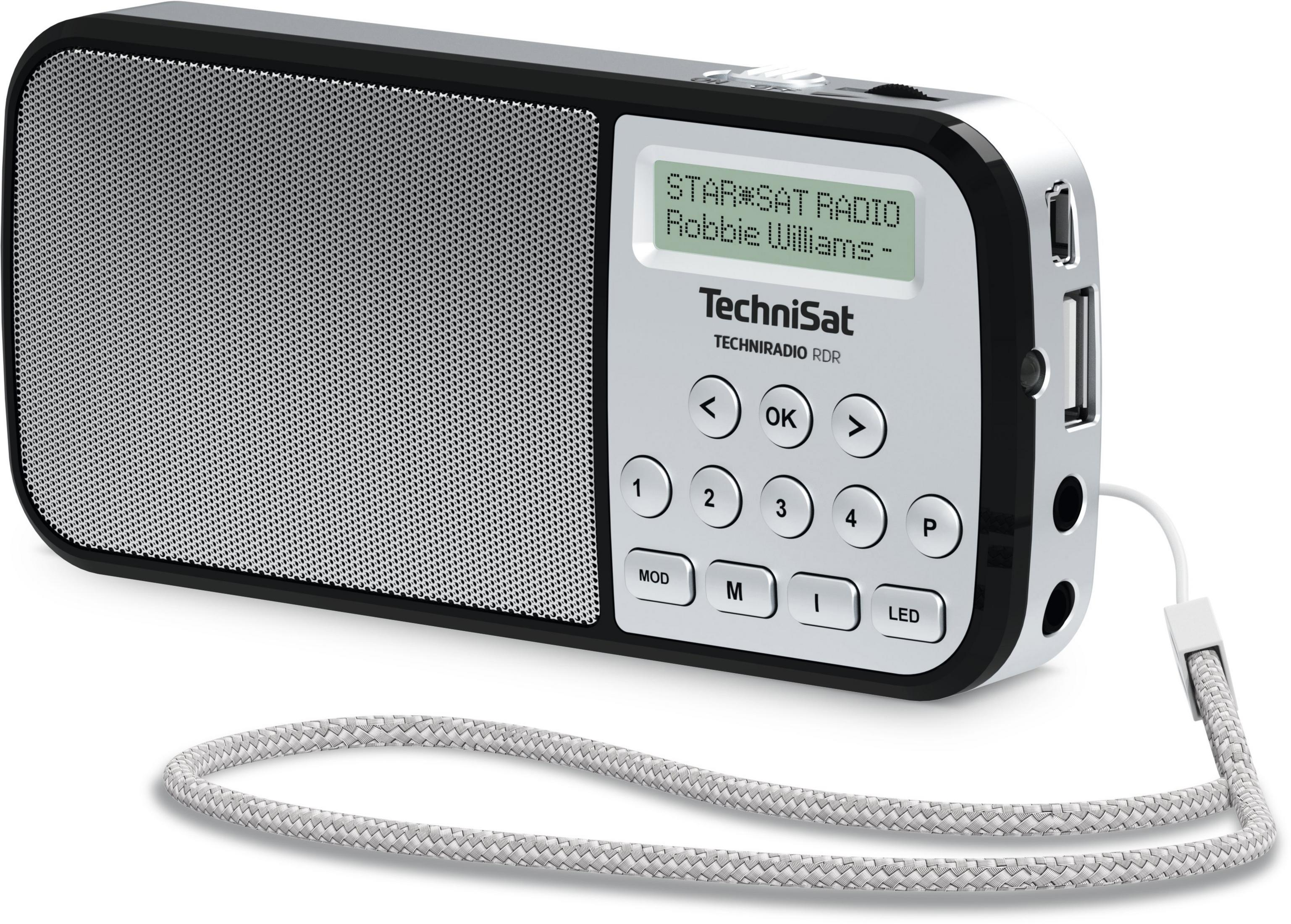 A black TechniSat radio with speaker grille and control buttons.