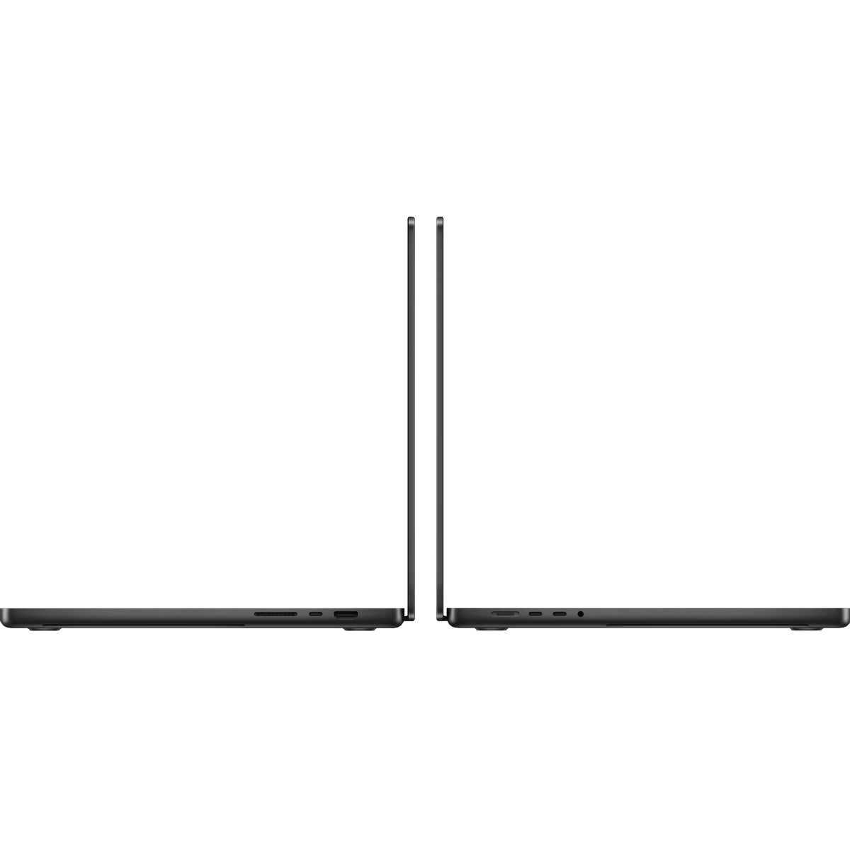 Twee laptops naast elkaar, zijaanzicht met poorten.