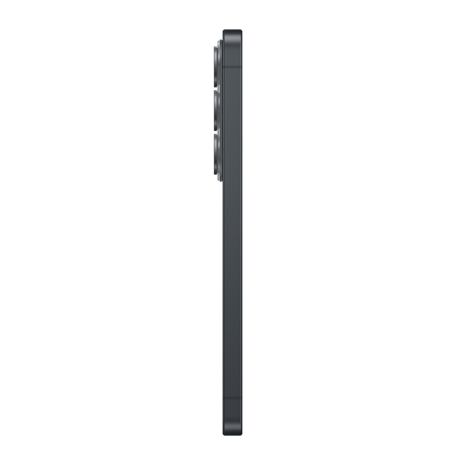Ciemnoszary smartfon z profilu bocznego z trzema obiektywami.