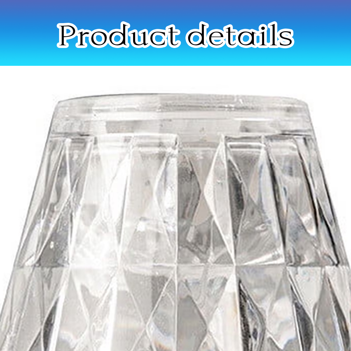 Nahaufnahme eines transparenten Glases mit Rautenmuster.