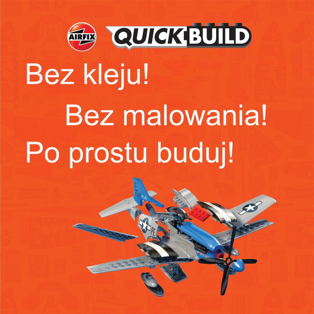 Zestaw Airfix Quick Build P-51 Mustang, bez kleju i farby.