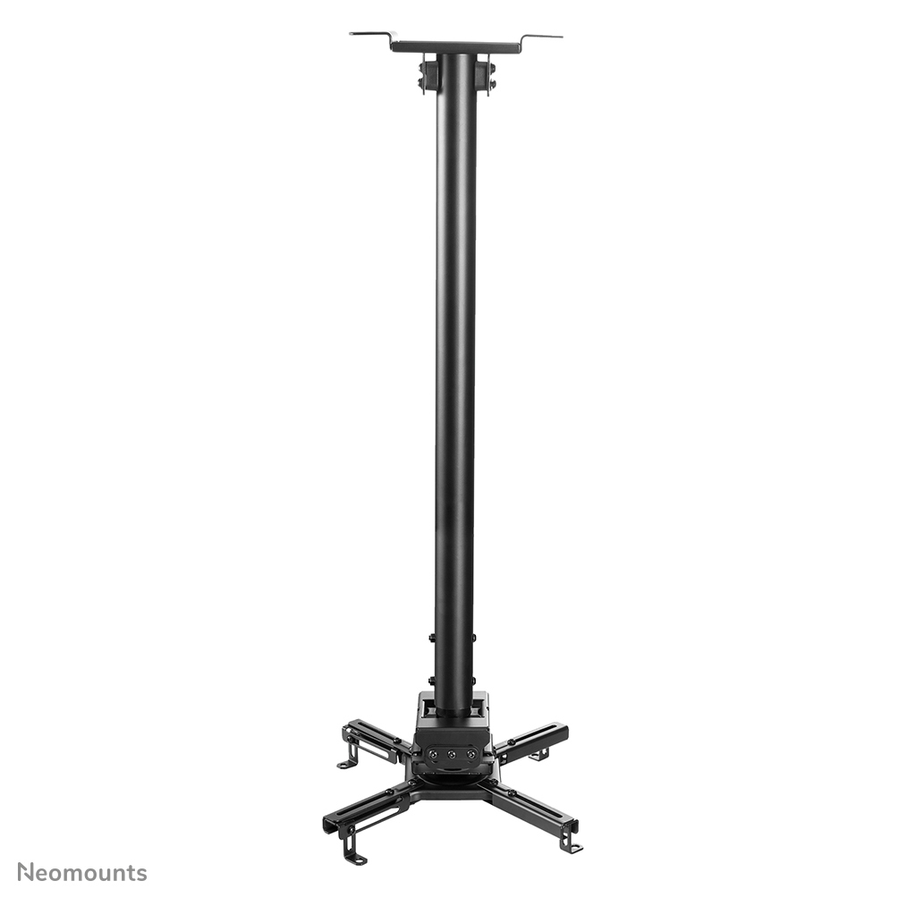 A black metal ceiling mount for a projector with adjustable arms.