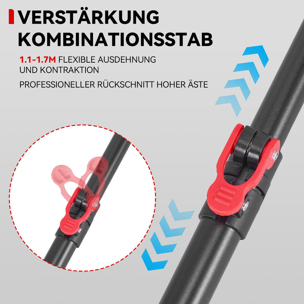 Verstärkungsstab mit rotem Klemmverschluss, Längenverstellbar 1.1-1.7M.