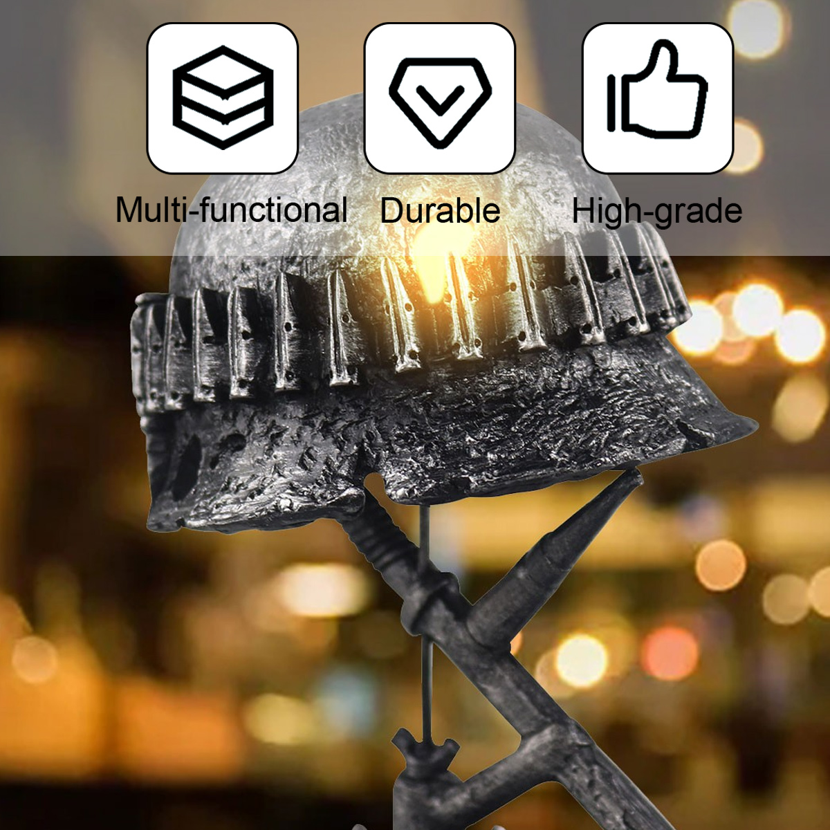 Dekorativer Helm mit Schwertern, beleuchtet, mit Icons: Multi-funktional, Langlebig, Hochwertig.