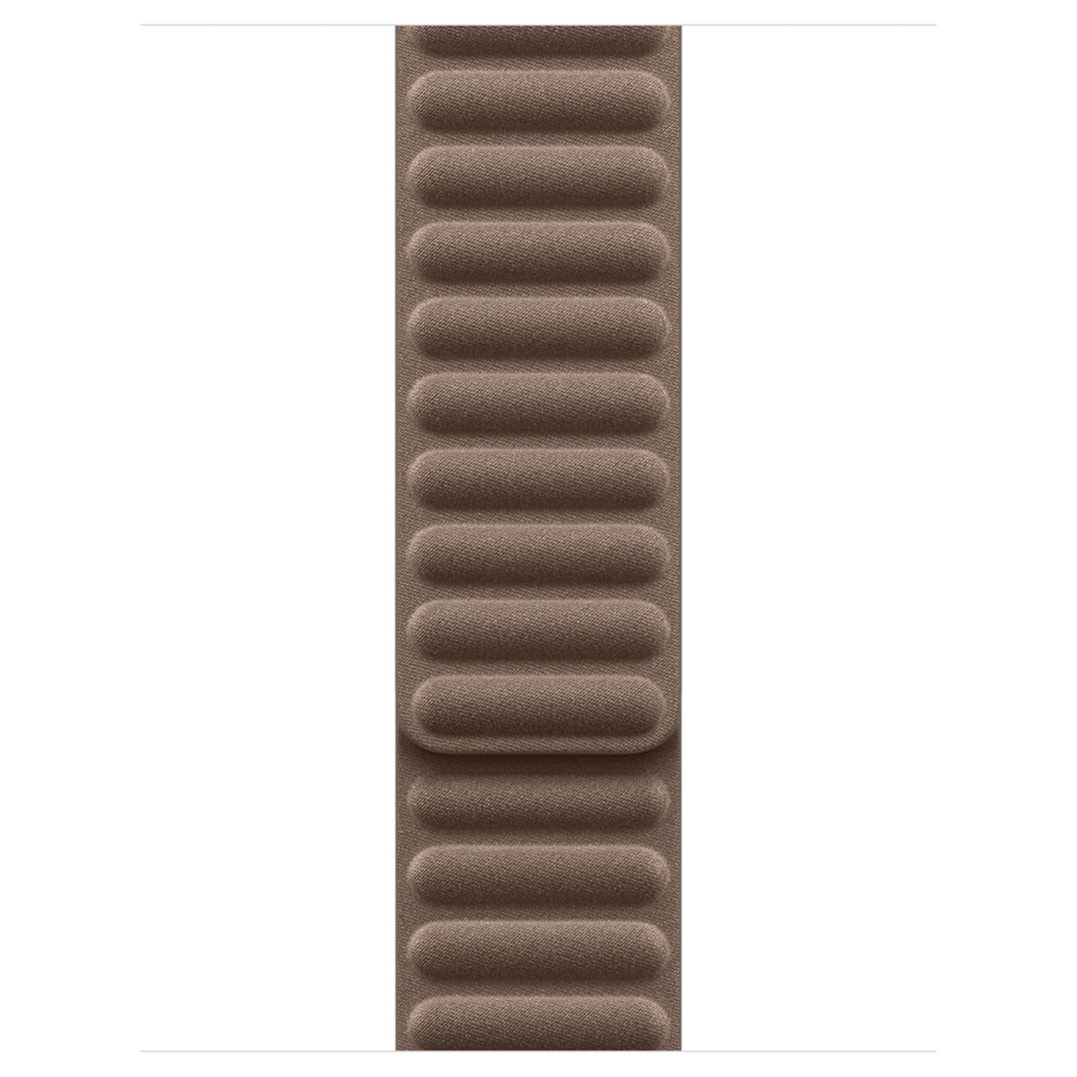A brown watch band with horizontal ridges and a textured surface.