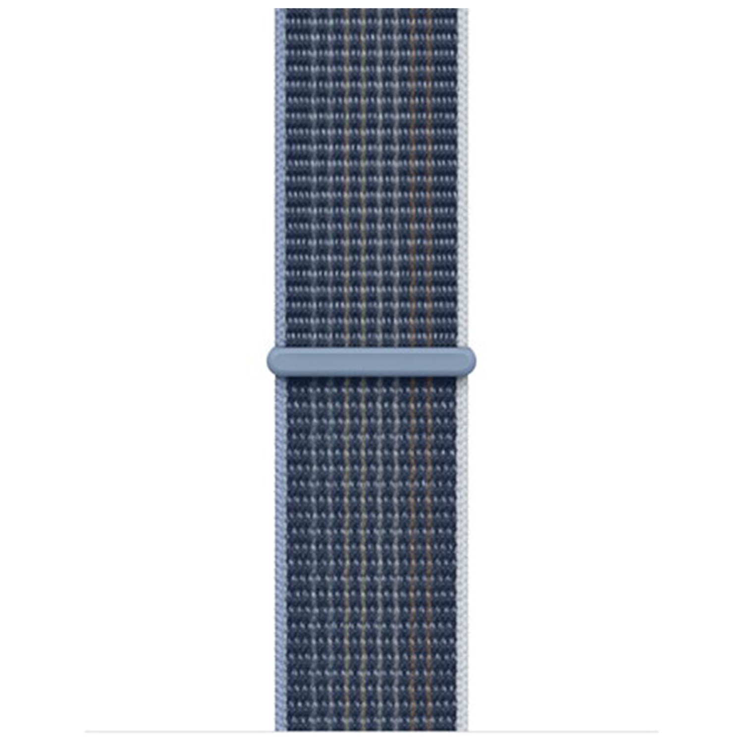 Blue fabric watch band with plaid pattern and a light blue loop.