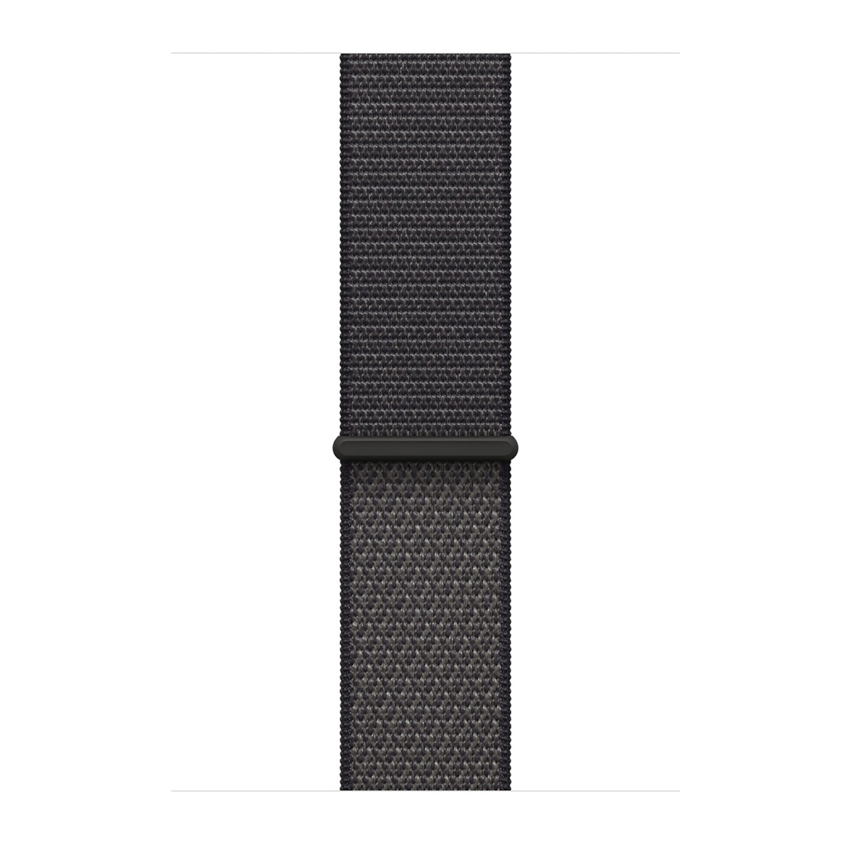 Ein dunkles, gewebtes Uhrenarmband mit einer schwarzen Schlaufe.