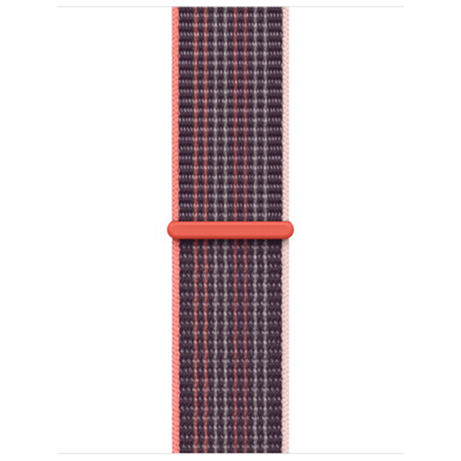 Woven band with pink and gray stripes and a coral clasp.