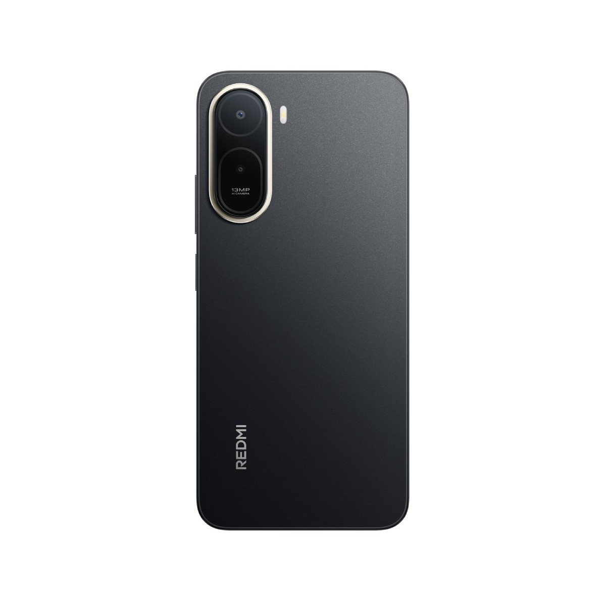Ciemnoszary smartfon z pionowym podwójnym aparatem i logo "REDMI".