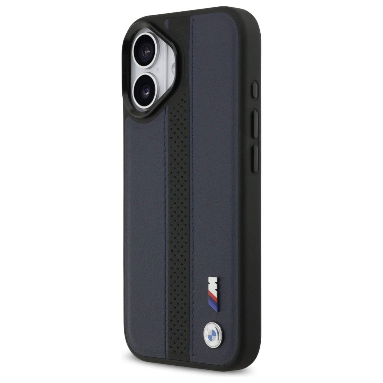 Dunkelblaues iPhone-Hülle mit BMW M-Logo und Kamerabezug.