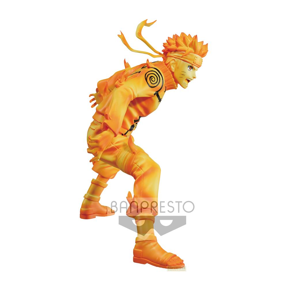 Una figura naranja con una diadema y un patrón de espiral en el pecho.