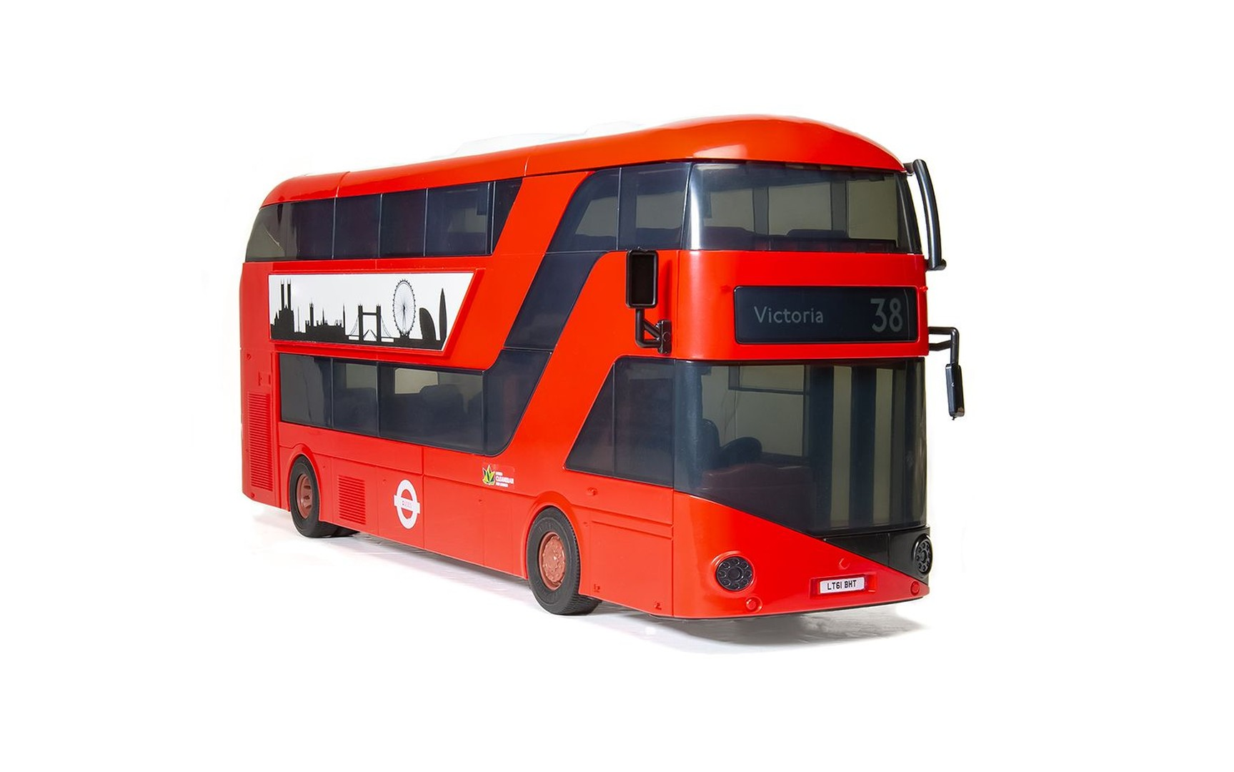 Czerwony londyński autobus piętrowy z celem Victoria i numerem 38.