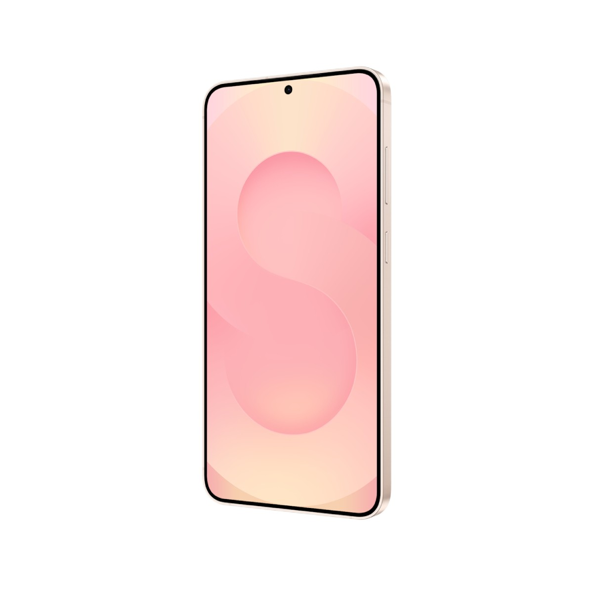 Złoty smartfon z różowym tłem i wycięciem na aparat.