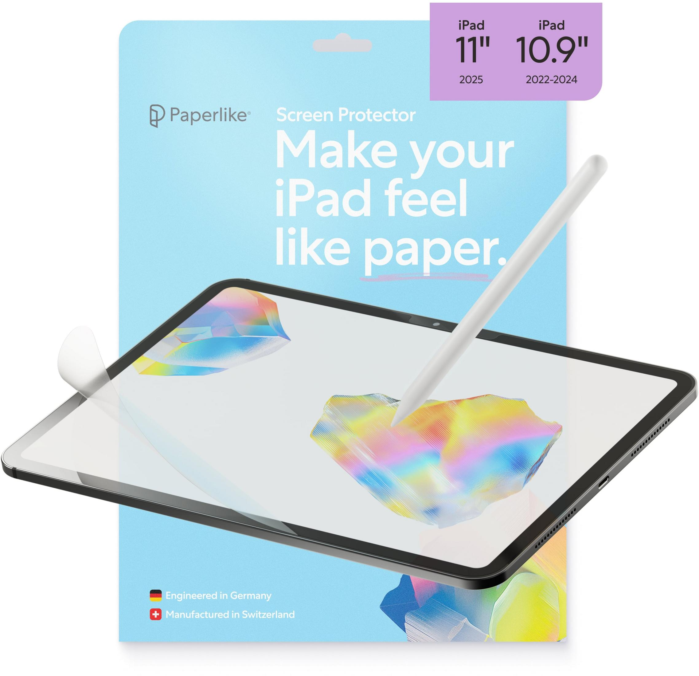 iPad con pellicola protettiva Paperlike, dall'aspetto di carta.