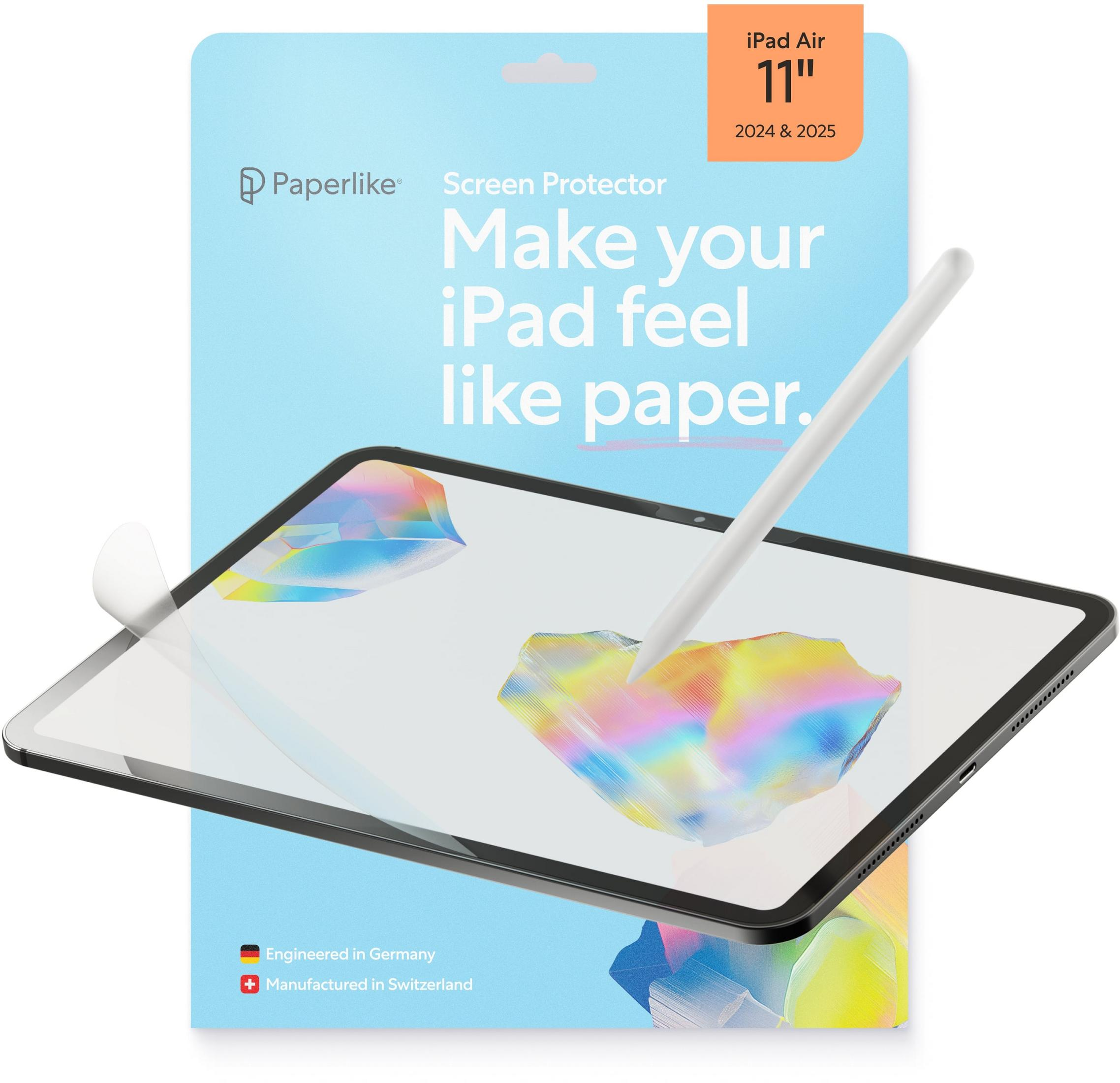 Folia ochronna Paperlike na ekran 11" iPad Air (2024-2025). Projekt w Niemczech, produkcja w Szwajcarii.
