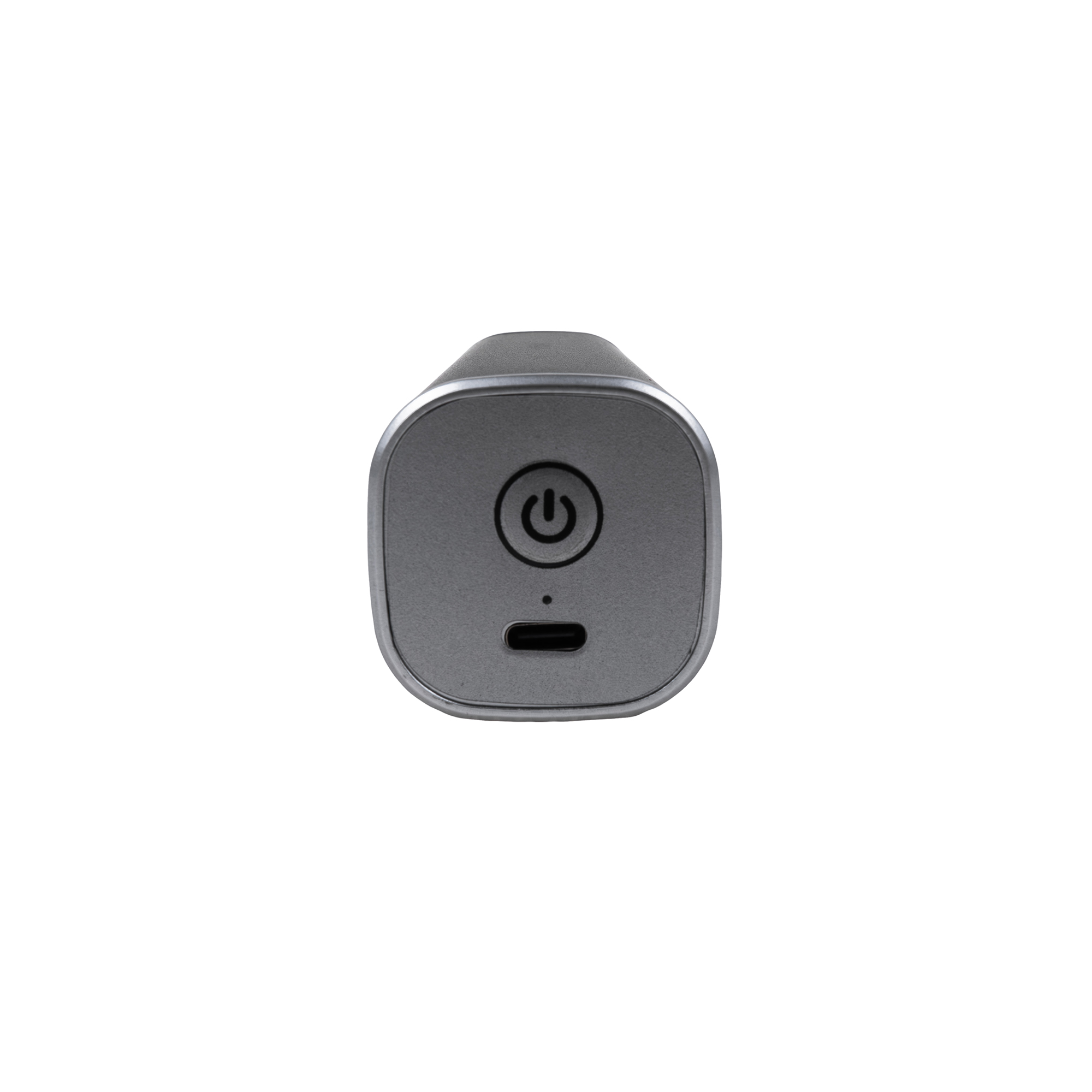 Szare urządzenie z symbolem zasilania i portem USB-C.