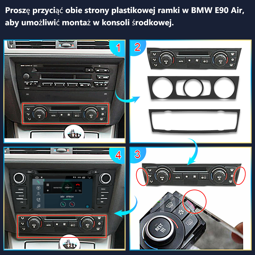 Instrukcja montażu elementów ozdobnych na desce rozdzielczej BMW E90 Air.