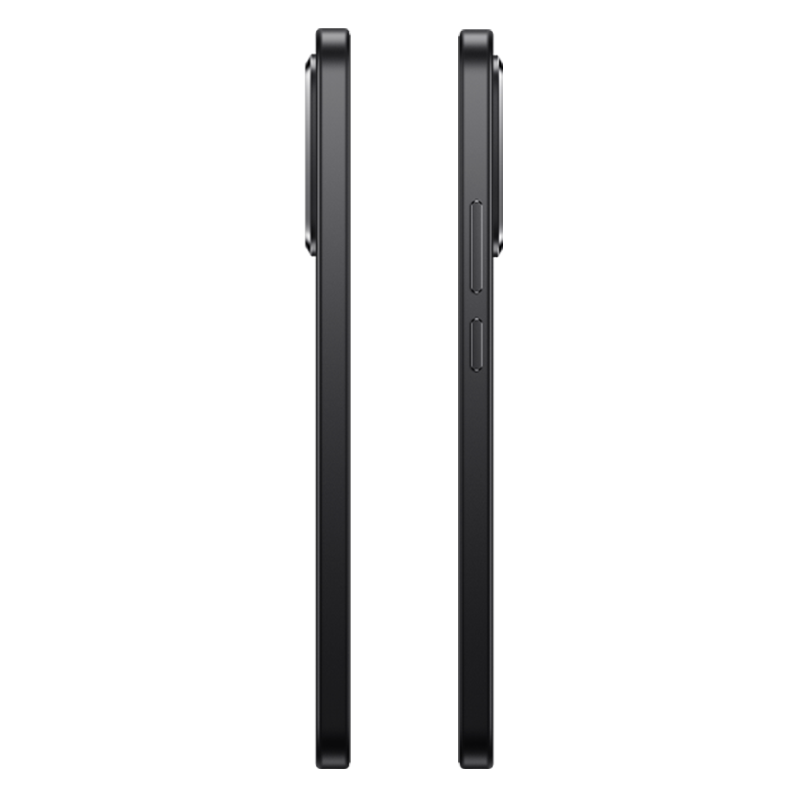 Zwei schwarze Smartphones nebeneinander, von der Seite gezeigt.