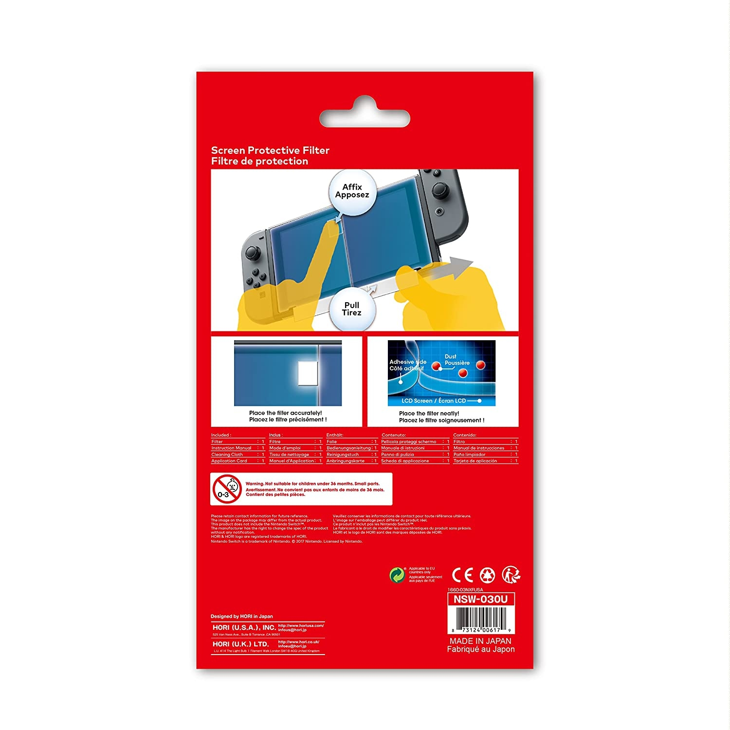 Opakowanie filtra ochronnego na ekran z grafiką instruktażową.