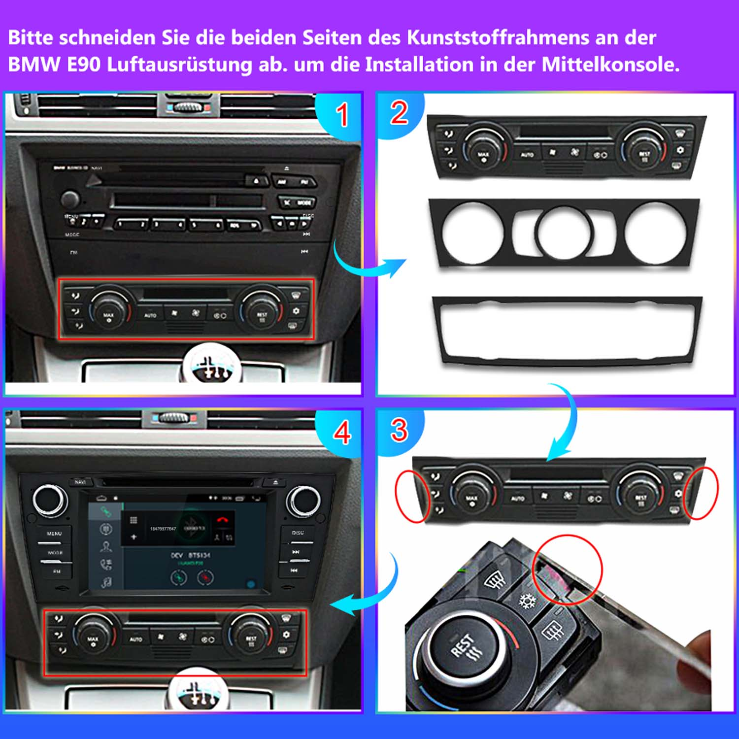 Anleitung zur Montage eines BMW E90 Luftausrüstung Rahmens.